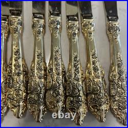 42 FB Rogers Golden Grand Antique Flatware Silverware 40 Pcs +2 Hostess withcase