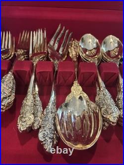 42 FB Rogers Golden Grand Antique Flatware Silverware 40 Pcs +2 Hostess withcase