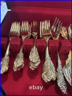 42 FB Rogers Golden Grand Antique Flatware Silverware 40 Pcs +2 Hostess withcase