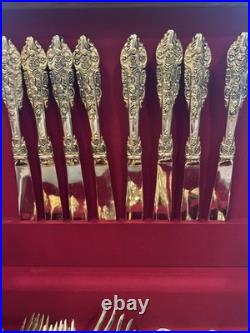 42 FB Rogers Golden Grand Antique Flatware Silverware 40 Pcs +2 Hostess withcase