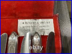 42 pc Original Roger & Bro. Silverplate I. S. Flatware Set in Leather Case