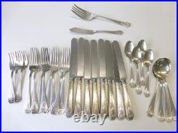 47 Piece 1847 Rogers Rockford AMERICAN BEAUTY ROSE Silverplate Flatware Set