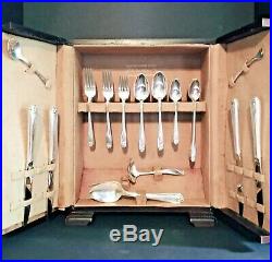 48 Piece 1847 Rogers Bros Daffodil Silver Plate Flatware Set with Original Case
