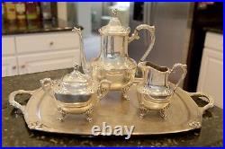 4pc Daffodil Pattern 1847 Rogers Bros Silver Plate Tea & Coffee Service Set