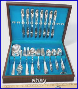 50 Pc Rogers Extra Plate Allure Teatime Silverplate Flatware Set withCase