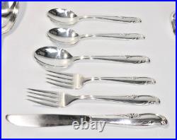 50 Pc Rogers Extra Plate Allure Teatime Silverplate Flatware Set withCase