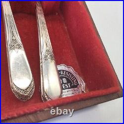 50 Pc Silverplate Art Deco 1938 WM Rogers Mary Lou-Devonshire Flatware Wood Case