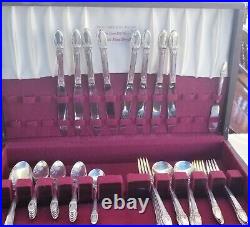 50 Piece Vintage 1847 Rogers Bros Silver Plated Flatware First Love Pre-owned