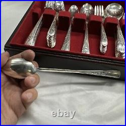 50 Wm Rogers MFG Co Extra Plate With 6 Revelations Spoons Flatware Set With Case