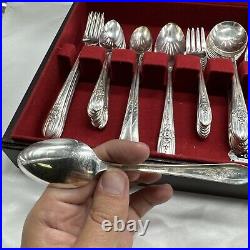 50 Wm Rogers MFG Co Extra Plate With 6 Revelations Spoons Flatware Set With Case