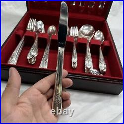 50 Wm Rogers MFG Co Extra Plate With 6 Revelations Spoons Flatware Set With Case