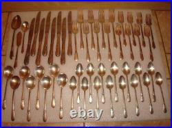 50 pc1847 Rogers Brothers ADORATION IS Silver plate Flatware Silverware