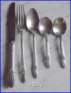50pc 1847 Rogers Bros FIRST LOVE Silver Plate Flatware set in Chest Serves 8+