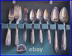 50pc Place Setting Silverplate IS WM Rogers & Son SPRING BOUQUET withOrig Box