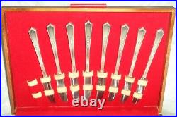 50pc Rogers XII IS La Touraine Silver Plate Flatware set in Wooden Chest