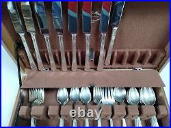 50pc Rogers XII IS La Touraine Silver Plate Flatware set in Wooden Chest