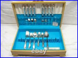 50pc Set Wm Rogers & Sons Silver Plate Flatware Gardenia Silverplate withBox