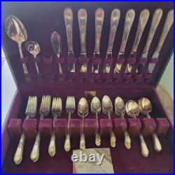 50pcs International Silver 1847 Rogers Bros. Adoration Silver Plate Flatware
