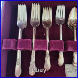 50pcs International Silver 1847 Rogers Bros. Adoration Silver Plate Flatware