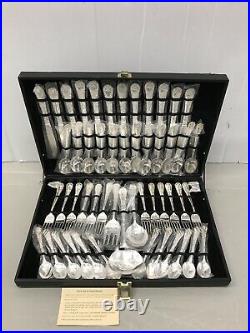 51pc/set WM ROGERS AND SONS Silver Plate Flatware for 12 Enchanted Rose