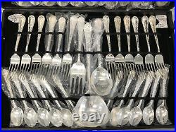51pc/set WM ROGERS AND SONS Silver Plate Flatware for 12 Enchanted Rose