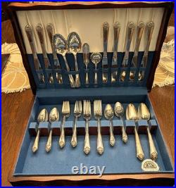 52 Pc Rogers & Bro Starlight Silverplate Flatware Service for 8 + Chest, 1950