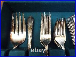 52 pc Set Wm Rogers Silver Plate Flatware Exquisite Pattern Silverplate withBox E