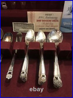 53 Pc ETERNALLY YOURS 1941 Silver Plate Set 1847 Rogers Bros w Chest Service 8