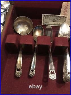 53 Pc ETERNALLY YOURS 1941 Silver Plate Set 1847 Rogers Bros w Chest Service 8