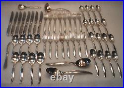 53 Piece Set Silver Plate Flair Pattern Utensils 1847 Rogers Bros. In Wood Chest