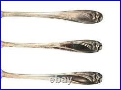 54 Pc 1847 Rogers Brothers Daffodil Silver Plate Flatware Set Wood Case Art Deco