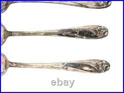 54 Pc 1847 Rogers Brothers Daffodil Silver Plate Flatware Set Wood Case Art Deco