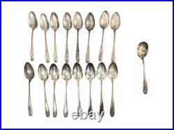 54 Pc 1847 Rogers Brothers Daffodil Silver Plate Flatware Set Wood Case Art Deco