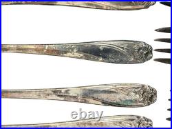 54 Pc 1847 Rogers Brothers Daffodil Silver Plate Flatware Set Wood Case Art Deco