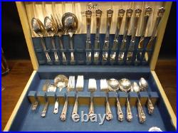 55 Pc ETERNALLY YOURS 1941 Silver Plate Set 1847 Rogers Bros w Chest Service 8
