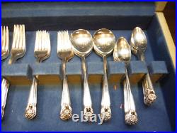 55 Pc ETERNALLY YOURS 1941 Silver Plate Set 1847 Rogers Bros w Chest Service 8