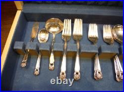 55 Pc ETERNALLY YOURS 1941 Silver Plate Set 1847 Rogers Bros w Chest Service 8