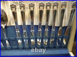 55 Pc ETERNALLY YOURS 1941 Silver Plate Set 1847 Rogers Bros w Chest Service 8