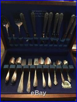 55 Pc Set 1847 Rogers Bros Daffodil Silverplate Flatwear & Serving Ware withCase