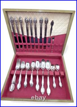 55 Piece PRECIOUS MIRROR Silverplate Flatware SERVICE FOR 8+ BOX Wm Rogers 1954