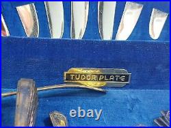 55pc LOT SET Antique Silver-plate Flatware Oneida Tudor Wm Rogers in Case VTG