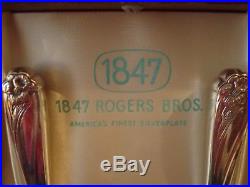 57 Pcs Rogers Bros Daffodil Silverplate Flatware + Serving Pcs Org Wood Box
