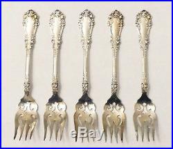 (5) Antique 1847 Rogers Bros. Berkshire Silver Plate Pierced Salad Forks RARE