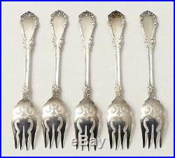 (5) Antique 1847 Rogers Bros. Berkshire Silver Plate Pierced Salad Forks RARE