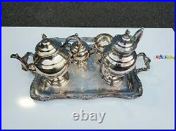5 Pieces Silver Plated Tea / Coffee Set with Large Tray (Vintage) WM Rogers