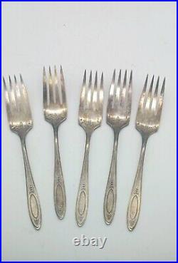 5 Salad Forks Adam Pattern by Community Plate Rogers Silver Plate Flatware