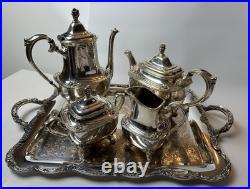5 pc Daffodil Pattern 1847 Rogers Bros Silver Plate Tea & Coffee Service Set