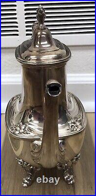 5pc Daffodil Pattern 1847 Rogers Bros Silver Plate Tea & Coffee Service Set