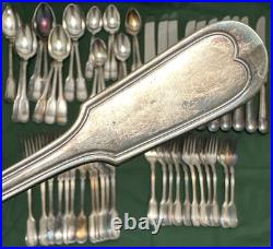 60 Pc THREADED / THREAD Silverplated Flatware Set 1847 Rogers Bros
