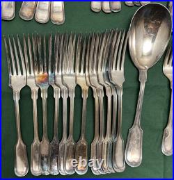60 Pc THREADED / THREAD Silverplated Flatware Set 1847 Rogers Bros